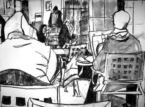 30 Rock Concourse;
Willow Charcoal/Paper, 2013;
18 x 24 in. 30 Rock Concourse;
Willow Charcoal/Paper, 2013;
18 x 24 in.